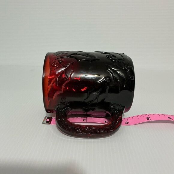 Arcoroc Ruby Red Santa Holly Glass Mug Made in France - Picture 4 of 4